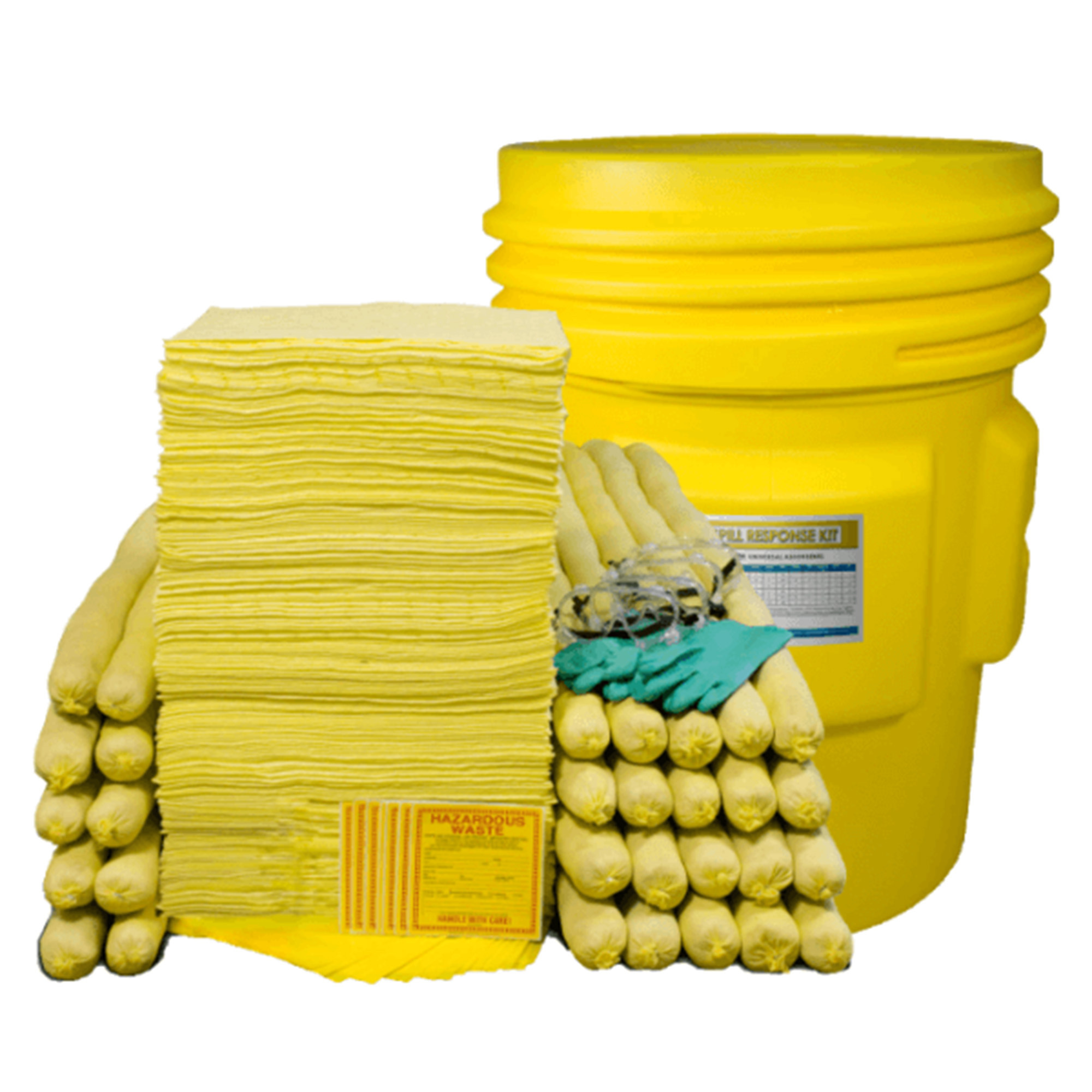 Impact Absorbents Inc FiberLink Hazmat Spill Kit — 95 Gal., Absorbent Pads and Socks, PPE, Poly Drum, Model# PKD95H